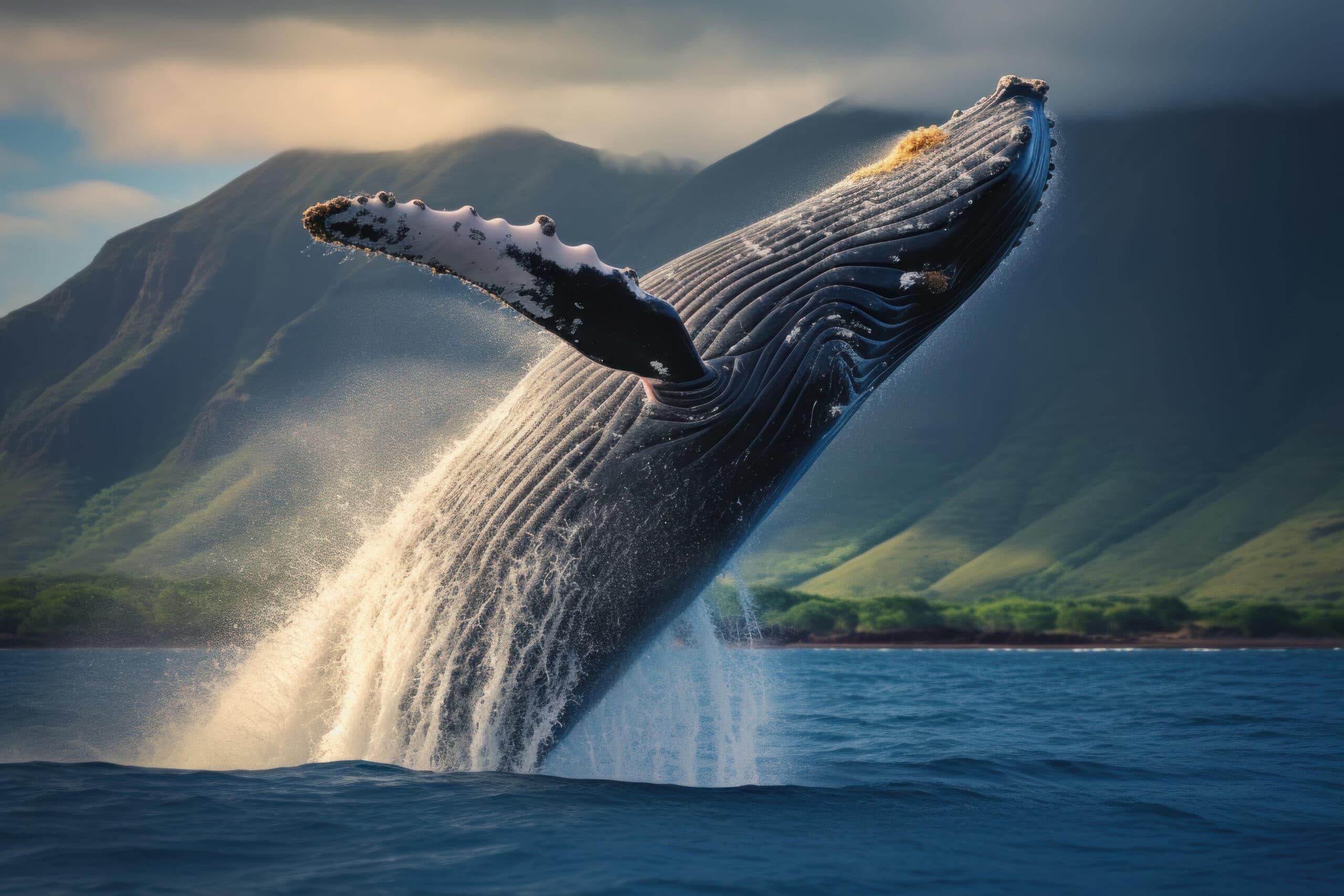 majestic humpback whale breaching in ocean
