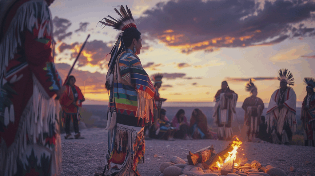 Indigenous Heritage Travel: Connecting with Native American Culture A Native American Powwow In The Desert With Dancer 1024x574