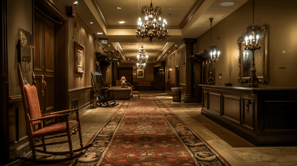 The Dimly Lit Lobby Of A Historic Haunted Hotel 1024x574