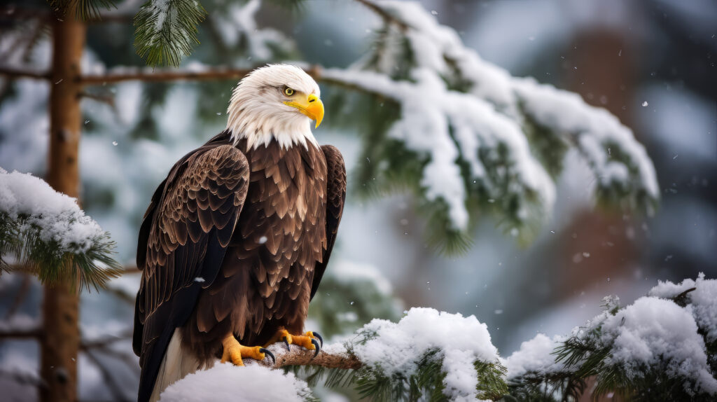 America's Best Hot Springs for Winter Soaking majestic beauty: a bald eagle perched on a snowy branch